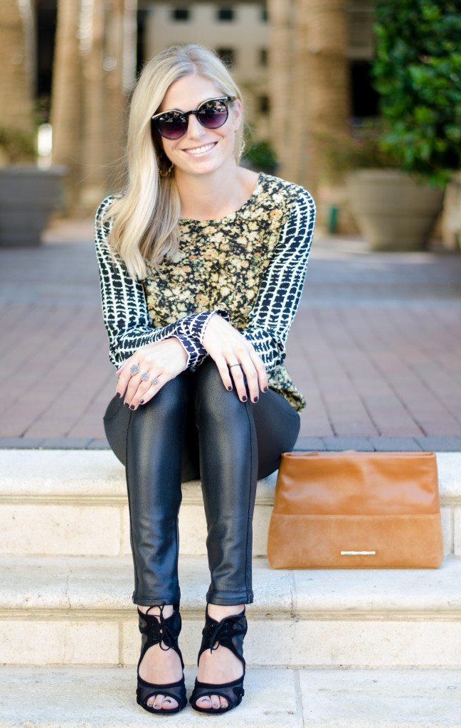 black and yellow printed blouse
