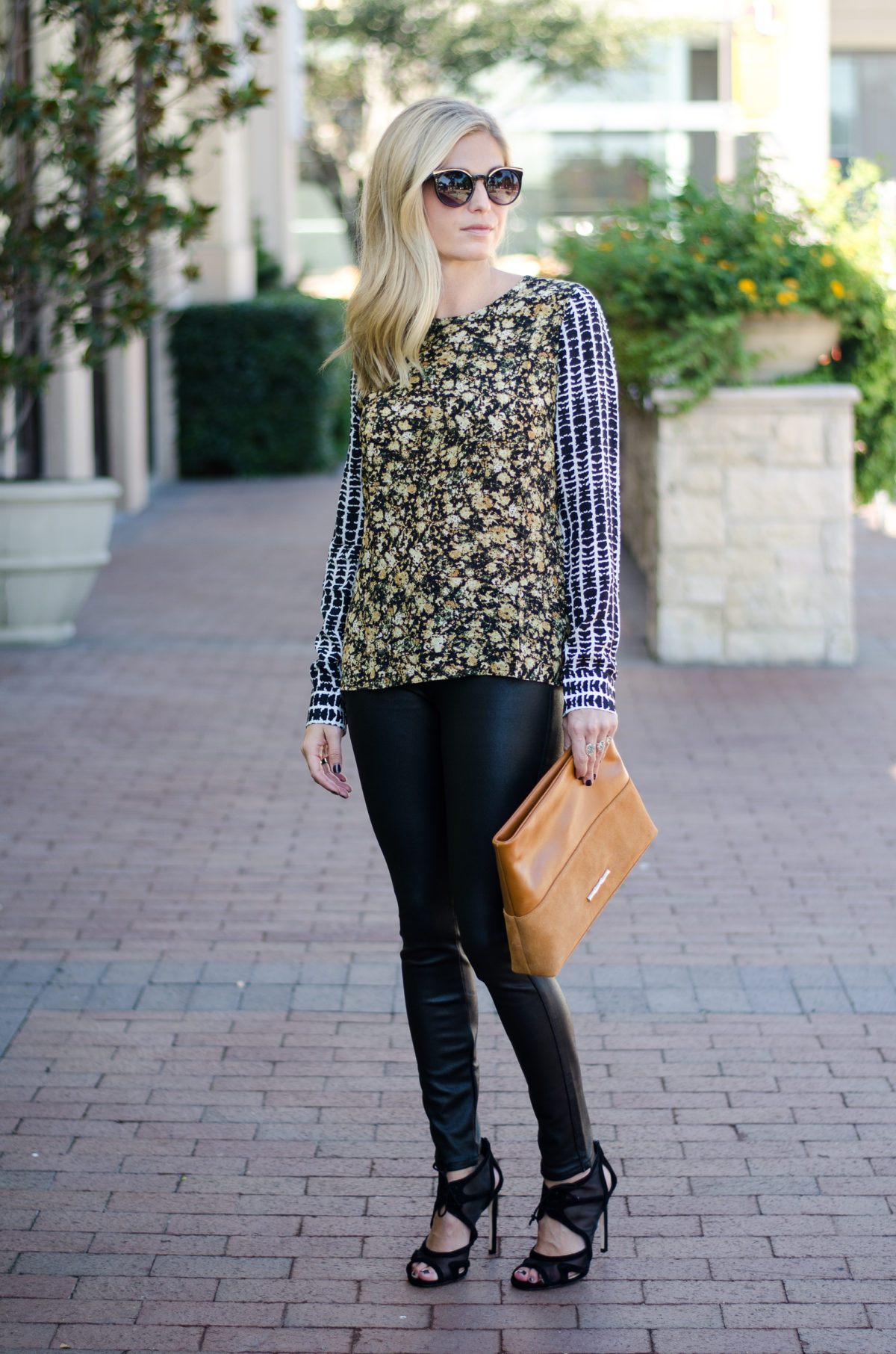 black and yellow printed blouse