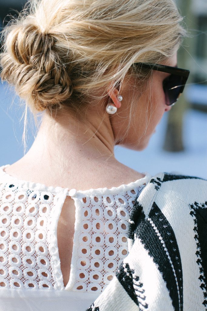 white crochet sleeve top