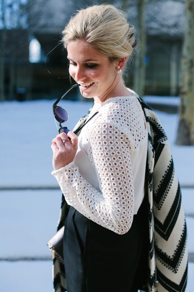 white crochet sleeve top