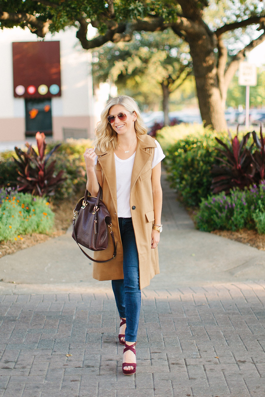 tan sleeveless vest-fall outfit idea-dallas fashion bloggers-burgundy satchel