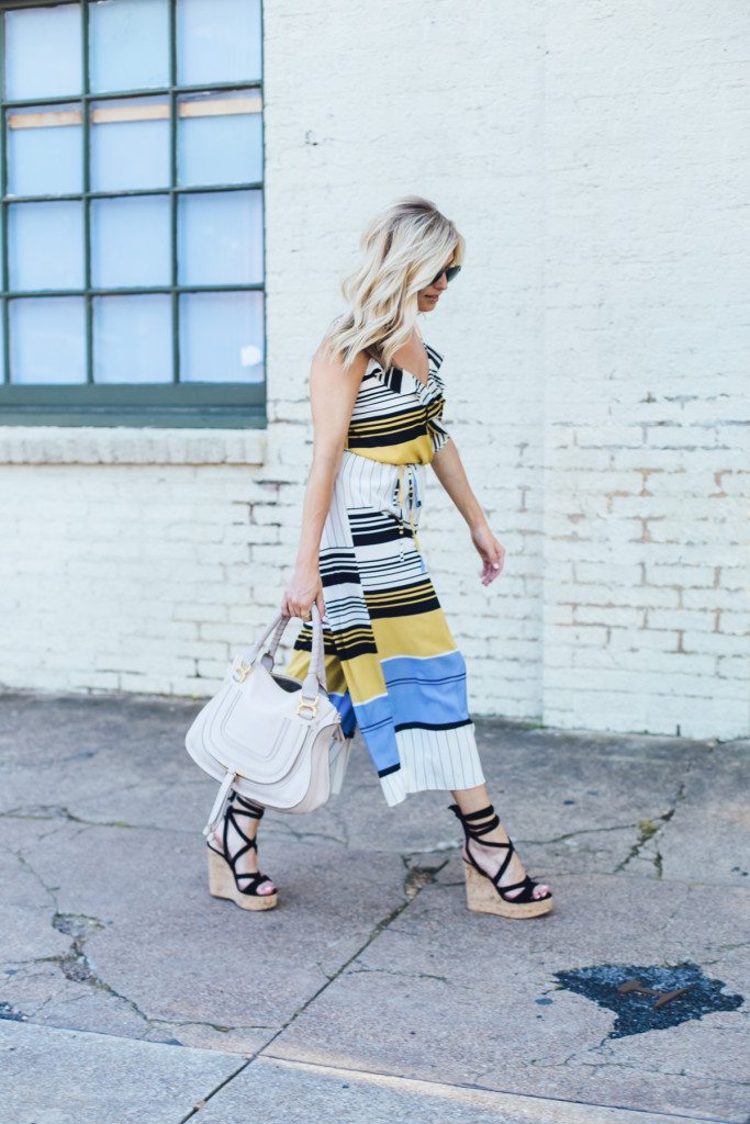 stripe jumpsuit - dallas fashion blogger - summer wedding outfit 