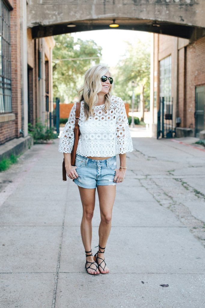 casual summer style white crochet top