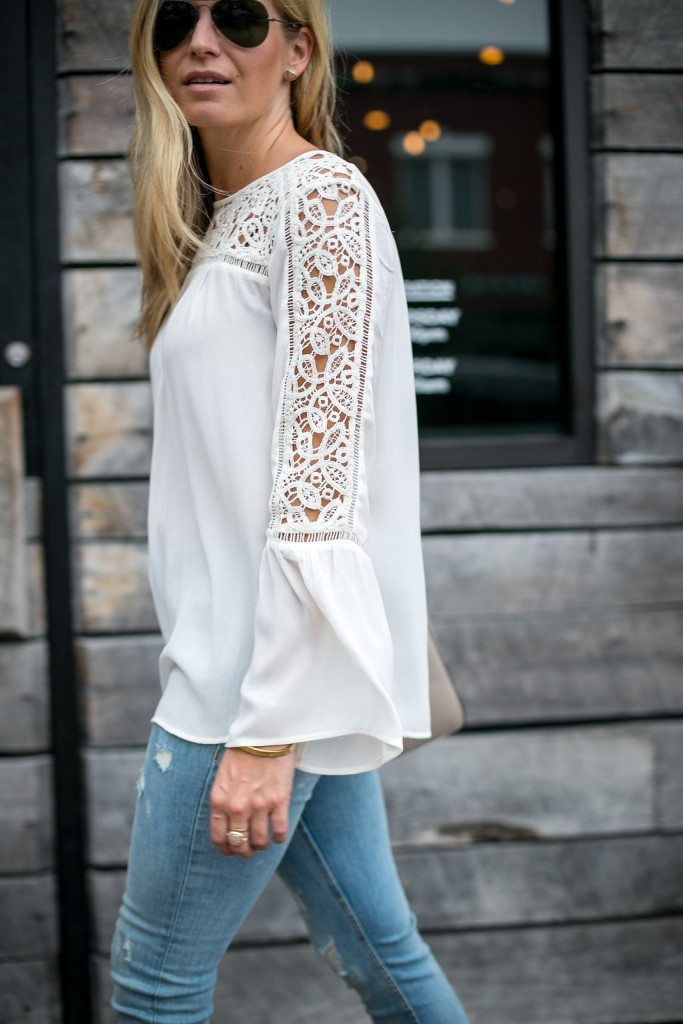 bell sleeve lace blouse