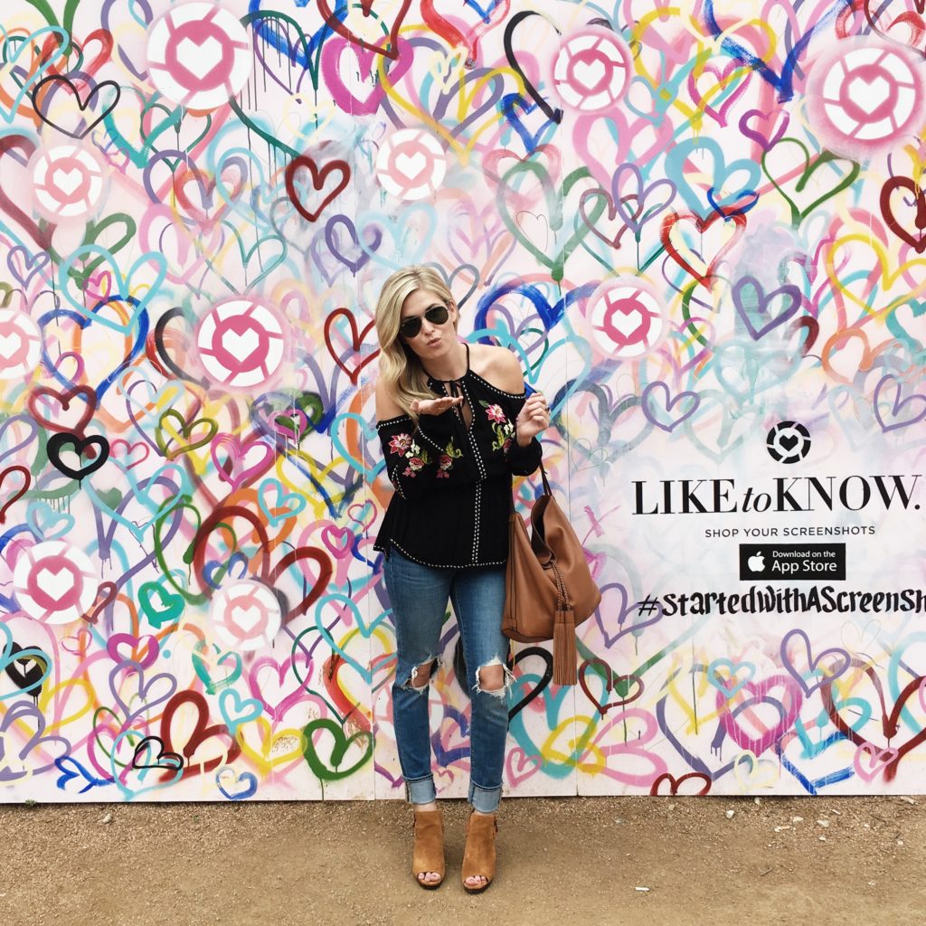 liketoknow.it wall sxsw, festival outfit idea, black cold shoulder top