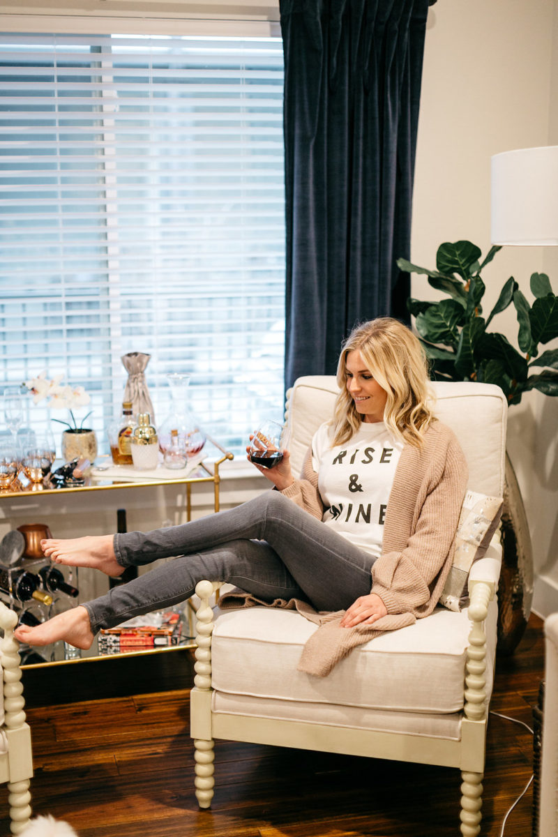 rise & wine shirt, anthropology must haves, dallas living room decor