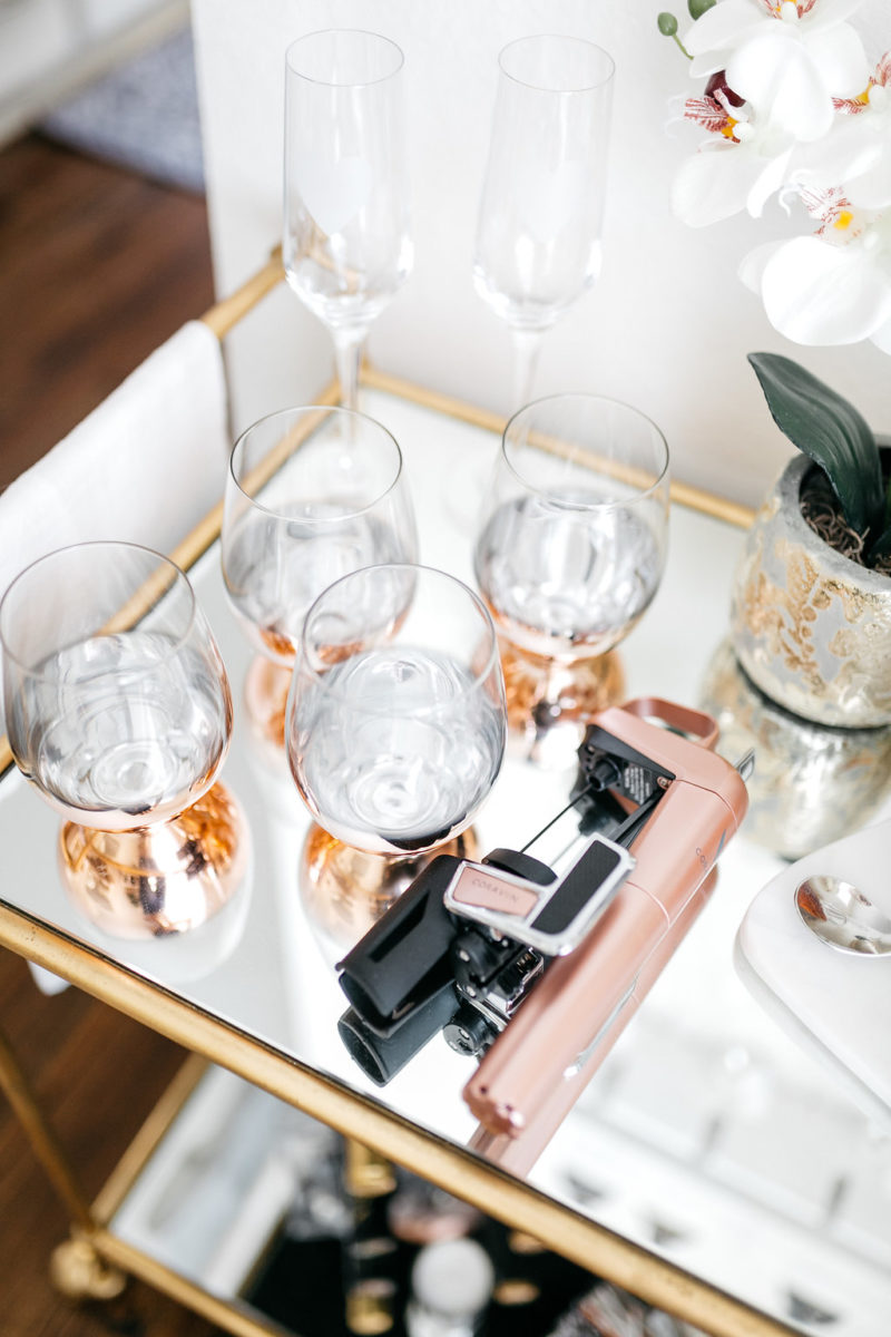 chic wine glasses, pink home decor, single for valentine's day, brooke burnett