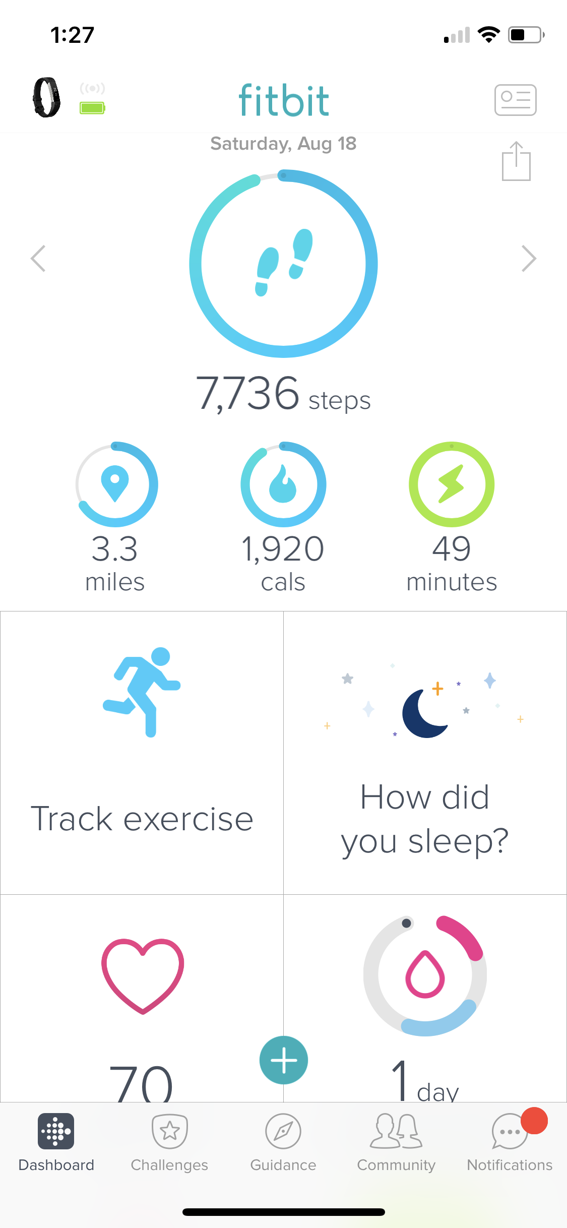 fitbit user interface 