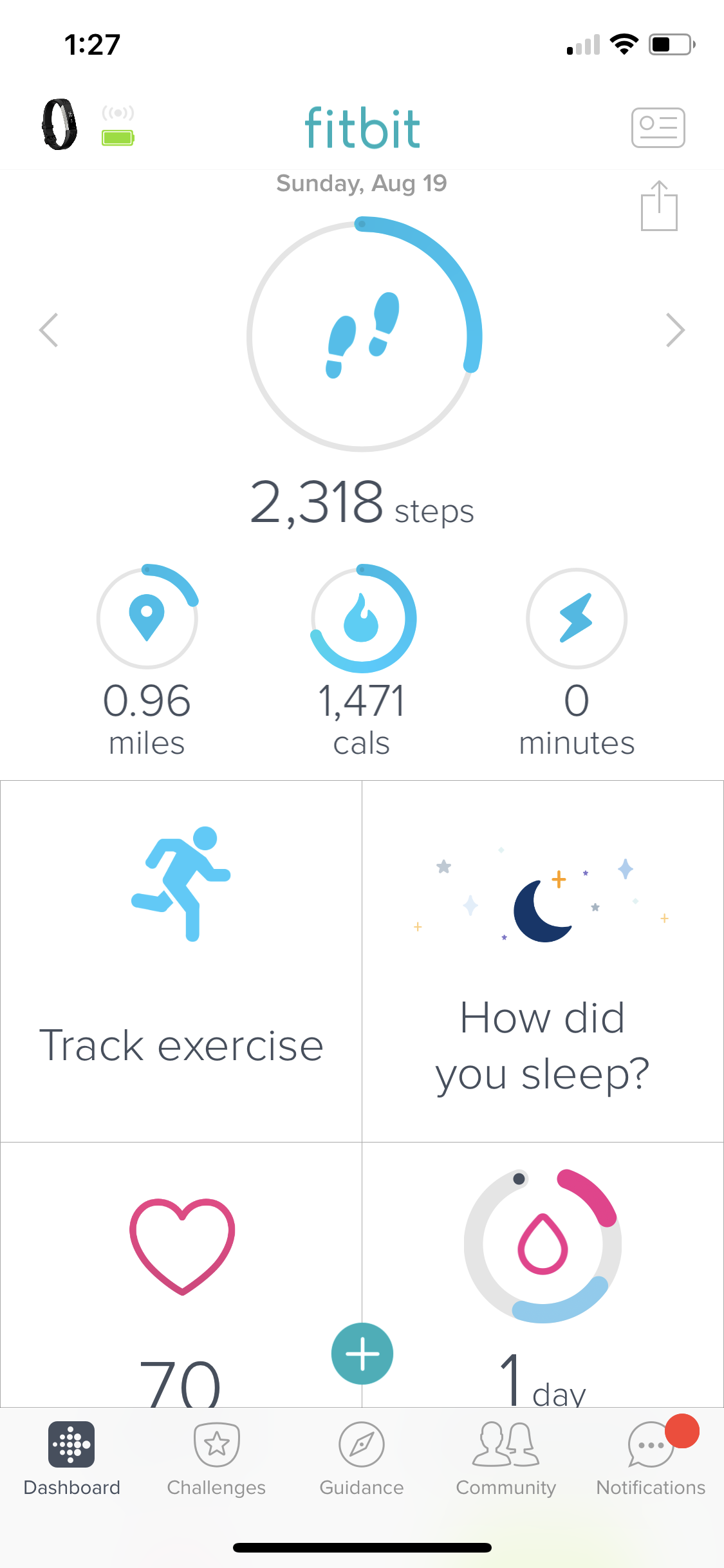 fitbit user interface