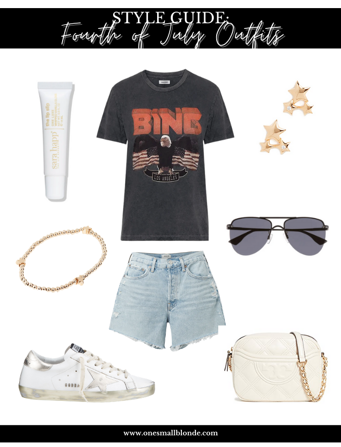 top and shorts with accessories for fourth of july outfits